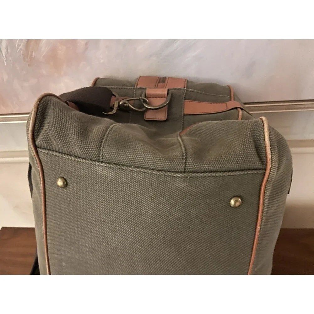 Vintage Cole Haan Canvas Leather Duffel Bag Weekender Travel Carry On Strap EUC